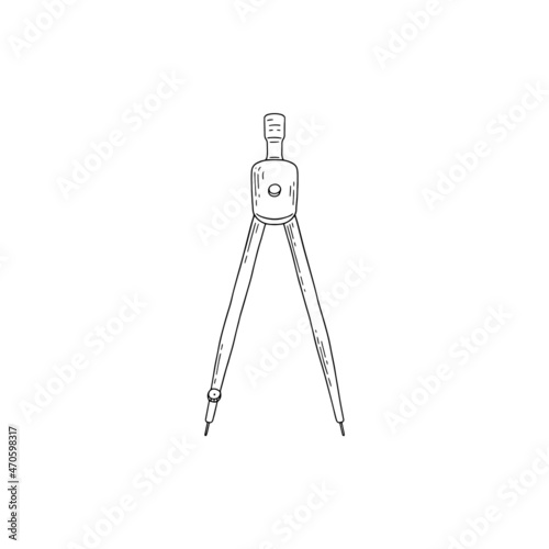 Geometric divider or compass tool symbol or icon, vector illustration isolated.