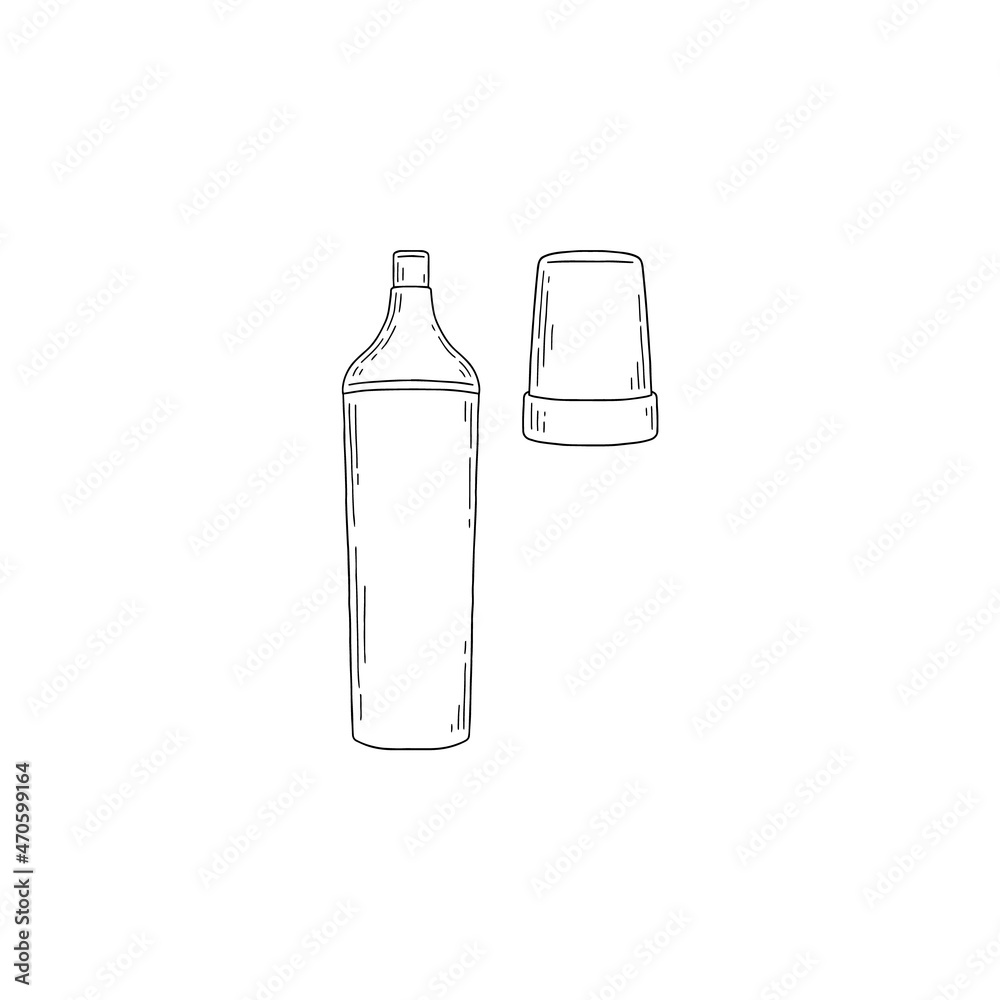 Highlighter Marker Pen, outline vector sketch. Permanent pen for highlighting the text, stationery drawing tool. Highlighter Marker Pen, outline vector sketch. Permanent pen for highlighting the text, stationery drawing tool.