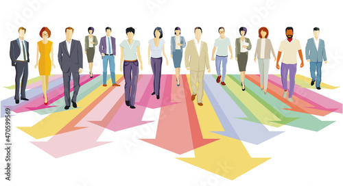 eine Gruppe von Geschäftsleuten schreiten vorwärts, illustration