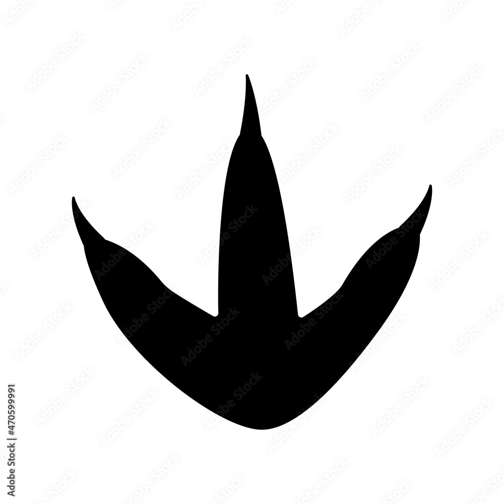 Dinosaur footprint. Black silhouette. Dinosaur paw print. Vector illustration isolated on white background Dinosaur footprint. Black silhouette. Dinosaur paw print. Vector illustration isolated on white background