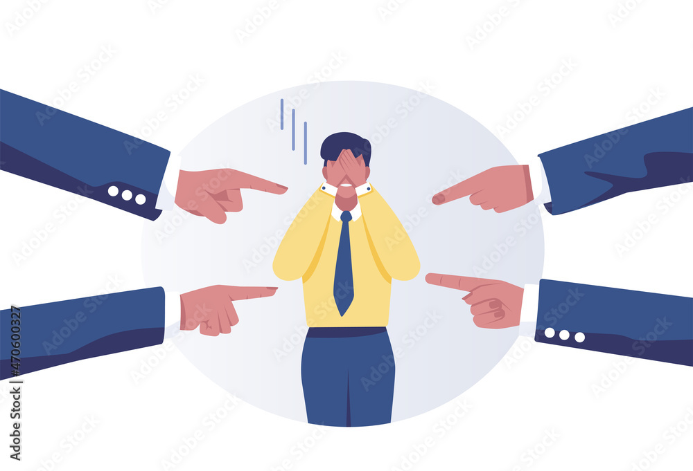 Businessman get blame with hand other pointing, illustration vector.