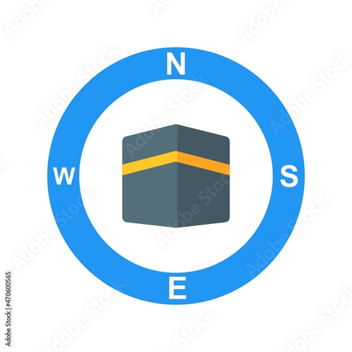 Qibla Direction Flat Vector Icon Design