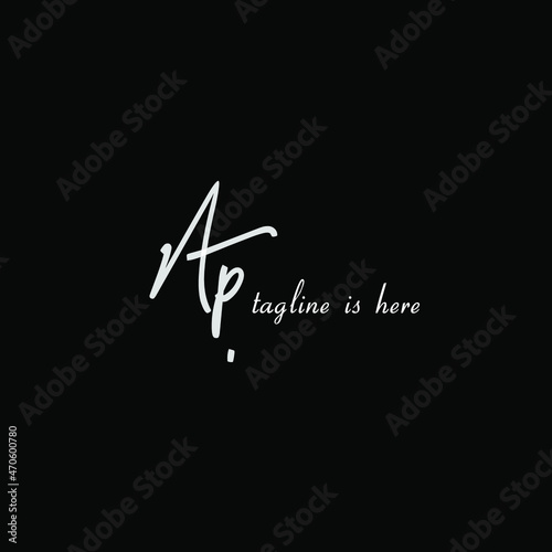 Simple Initial ap handwriting logo vector