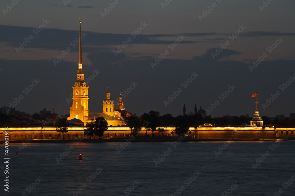 peter and paul fortress at night peter and paul fortress at night