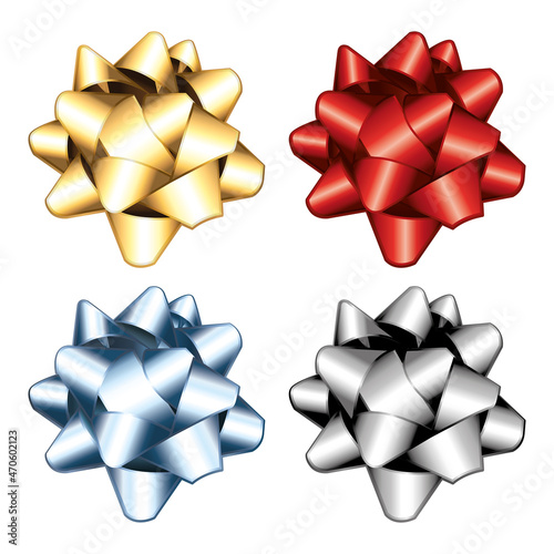 Four colorful festive bows. Vector icons set.