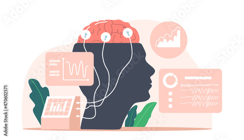 Neurology, Neuroscience, Electroencephalography Concept. Neurologist, Neuroscientist Equipment for Studying Brain