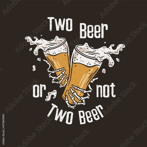 Beer glasses in bone hands of a skeleton for bar. Original brew design with beer mugs with foam for print