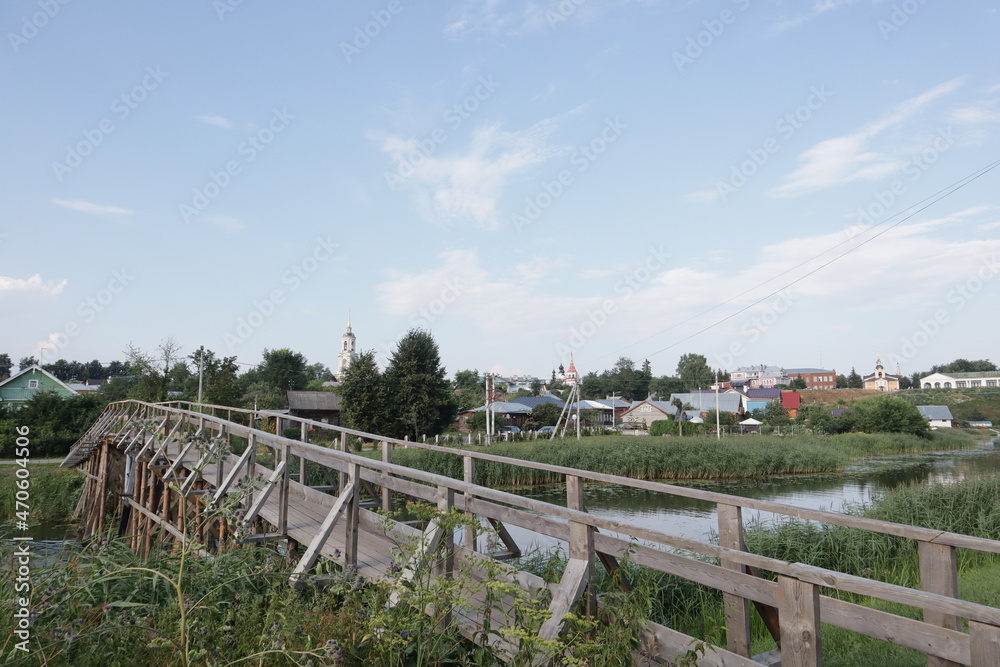 landscape with a bridge in Suzdal town