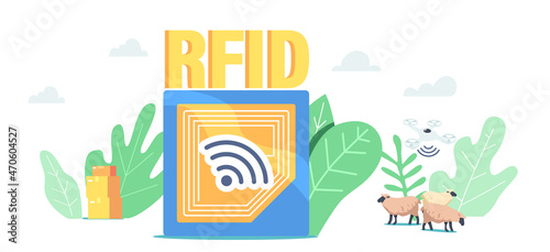 Tracking System Concept. Rfid, Radio Frequency Identification Tag Technology. Delivery Electromagnetic Track and Reader