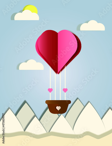 Cappadocia in Turkey. Paper Cut. Valentine