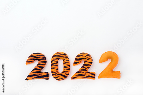 figures of the 2022 year made of felt