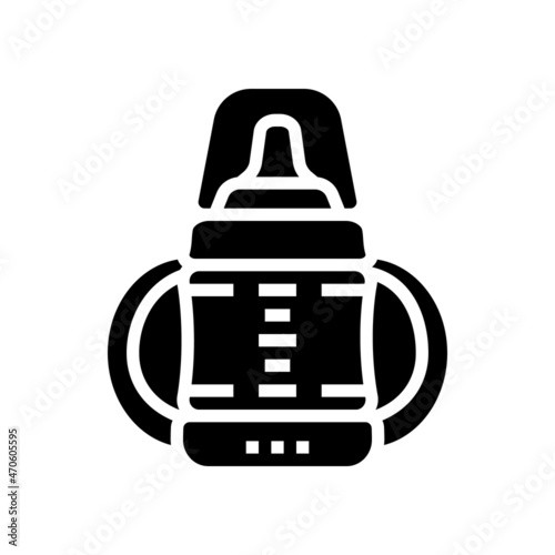 sippy cup for feeding baby glyph icon vector. sippy cup for feeding baby sign. isolated contour symbol black illustration