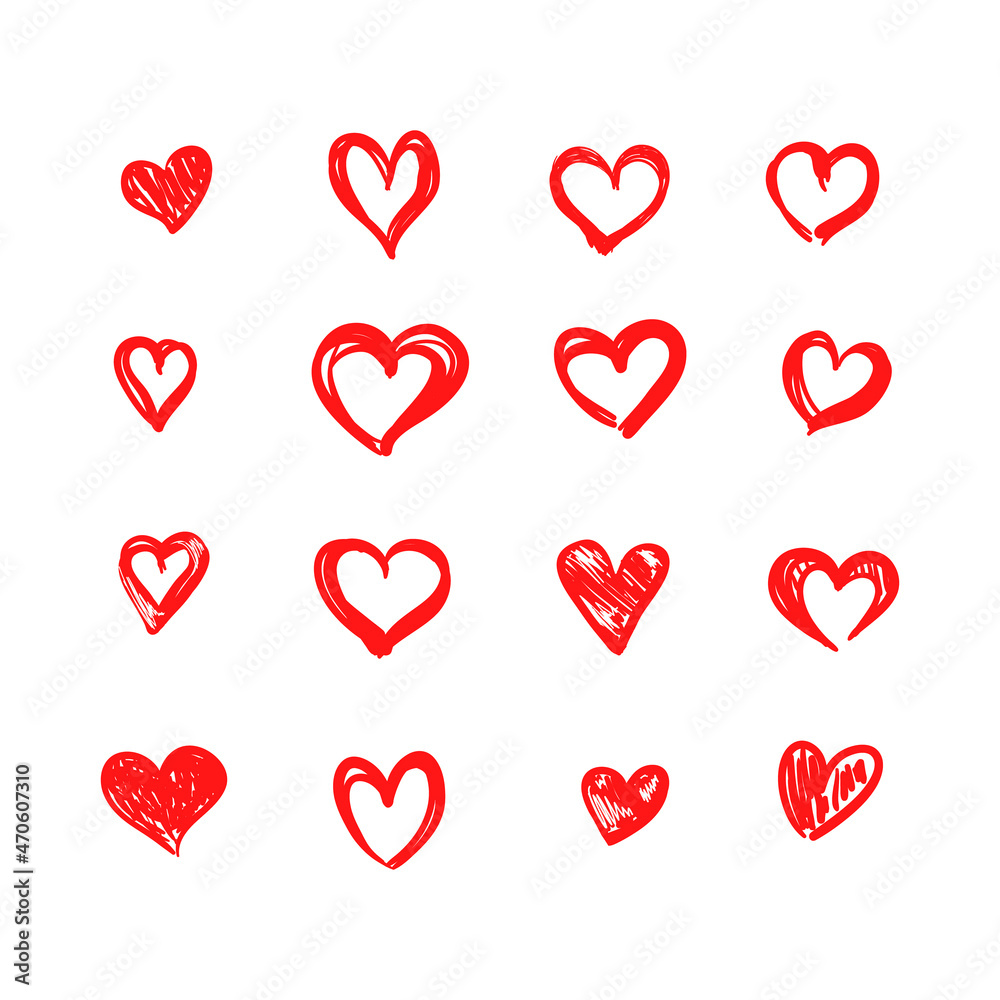 red hearts on white background