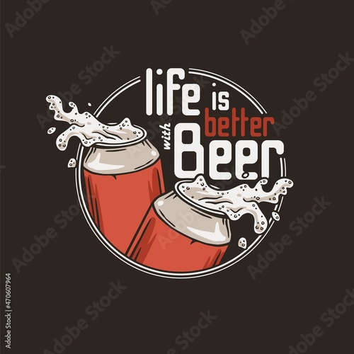 Beer can with foam for print. Original brew design with tin of beer with froth for bar