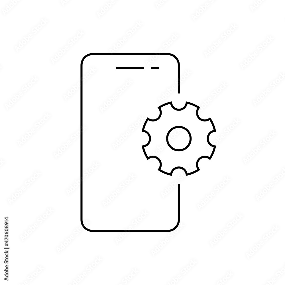 Smartphone functions and apps line icon. Mobile phone specification settings sign. Vector linear illustration editable strokes Smartphone functions and apps line icon. Mobile phone specification settings sign. Vector linear illustration editable strokes