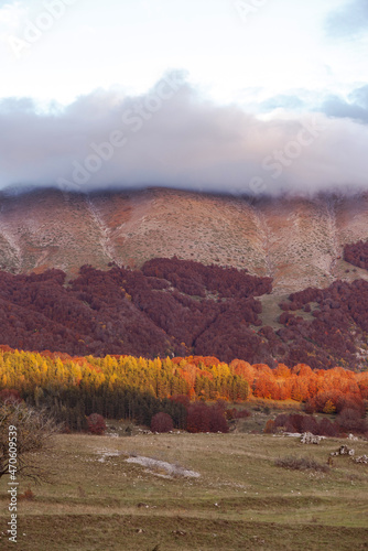 Beautiful mountain landscape of the Abruzzo Lazio and Molise National Park in autumn