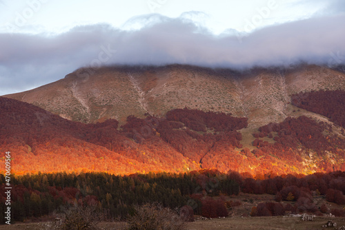 Beautiful mountain landscape of the Abruzzo Lazio and Molise National Park in autumn