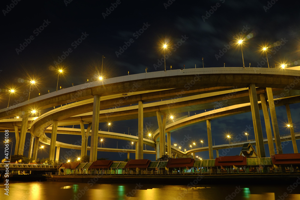 Bhumibol highway Bridge in Bangkok, THAILAND