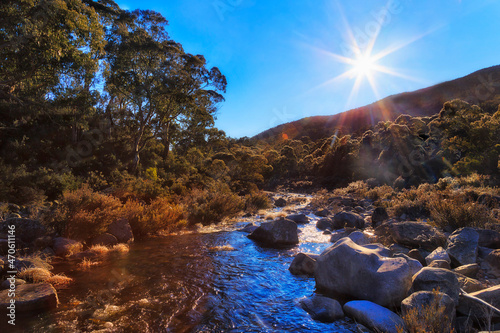 SM Snow river down sun star photo