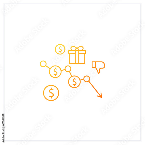 Runaway inflation gradient icon. Rapid inflation, impossible to reduce. Hyperinflation.Economic downturn.Isolated vector illustration.Suitable to banners, mobile apps and presentation