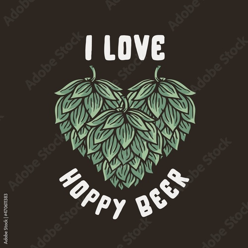 Beer hop for print. Original brew design with hop for craft beer bar, pab or brewery