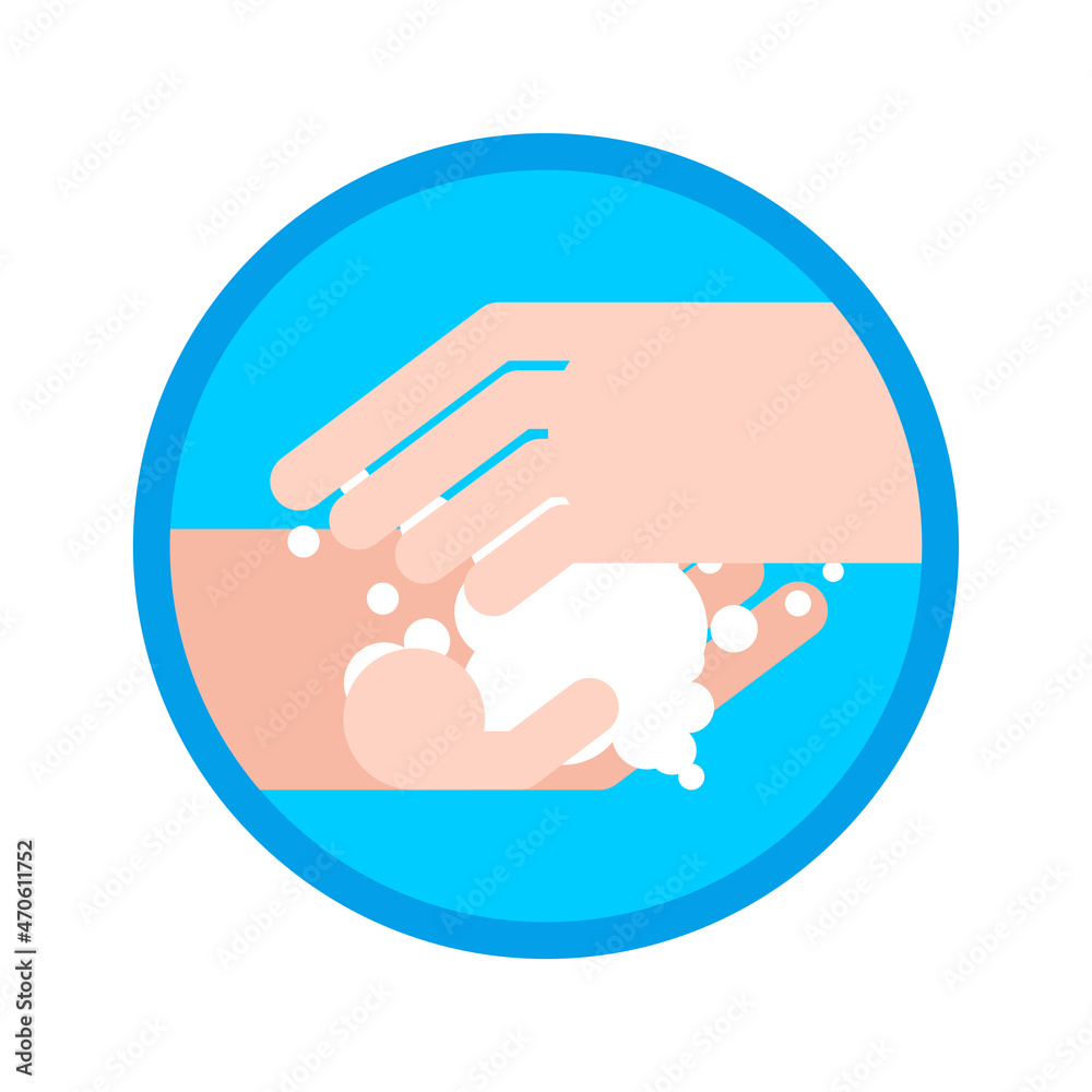 Washing hands with soap sign. To wash hands symbol. concept of purity and the fight against sviruses and bacteria