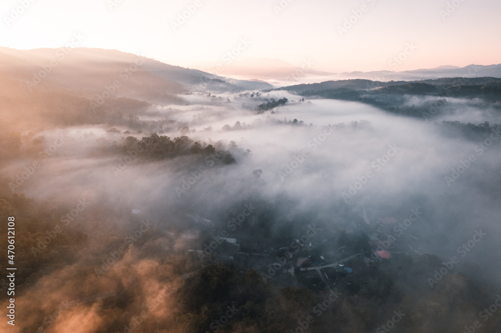 Flying above the clouds sunrise and fog Flying above the clouds sunrise and fog