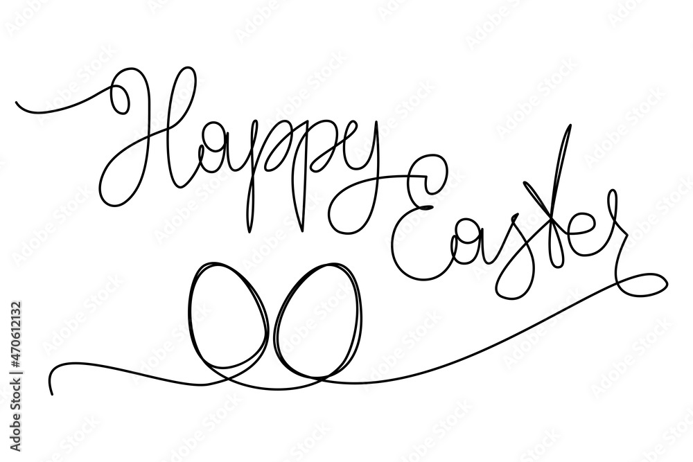 Easter eggs continuous one line drawing. Minimalist vector illustration.