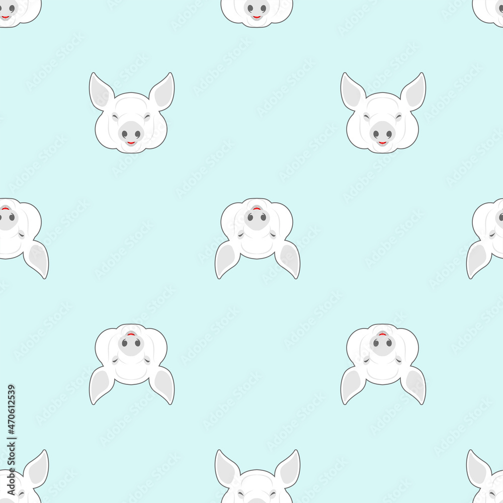 butcher shop pattern seamless. Pig head background