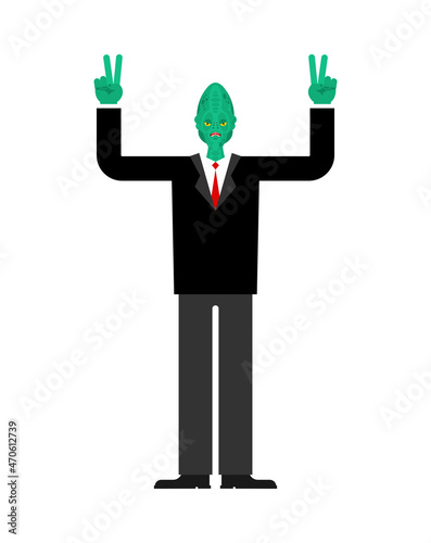 Reptilian presidential candidate. Alien land invaders. Reptilian conspiracy theory. reptiloid humanoid beings from another planet with green skin. theory secret government of reptilians