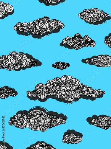 Background with clouds in japanese style. Vector illustration.