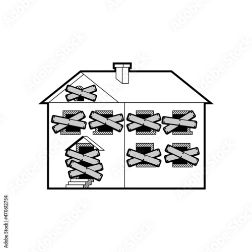 Abandoned house with boarded up windows. vector illustration