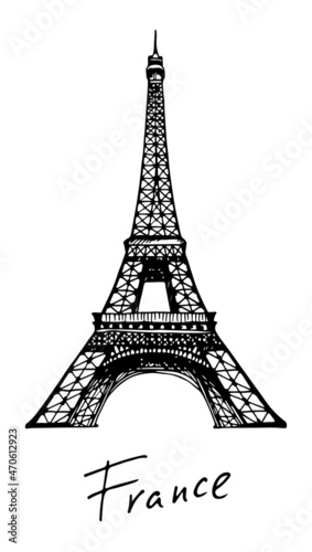 Eiffel Tower in Paris, France vector illustration