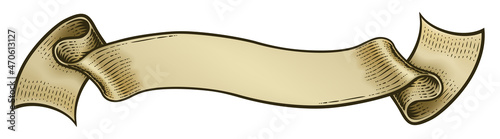 Scroll Vintage Woodcut Banner Paper Ribbon Drawing