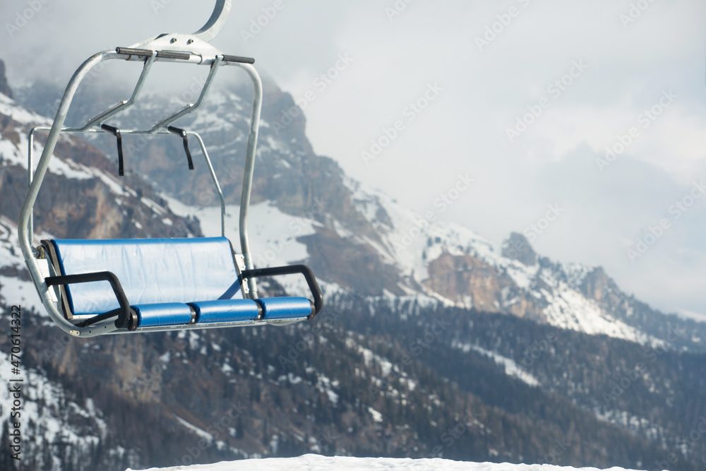 Ski lift chairs in winter mountains Ski lift chairs in winter mountains