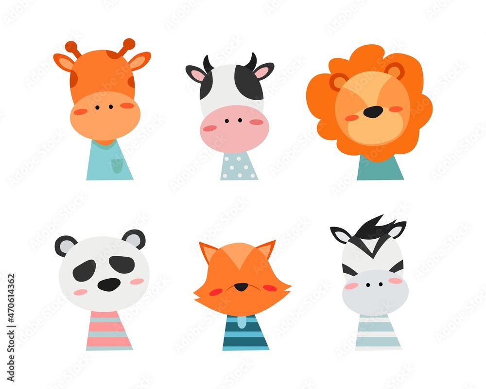 set of funny cartoon animals vector illustration