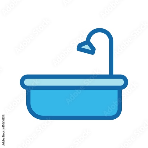 Bathtub Line Filled Blue Vector Icon Design