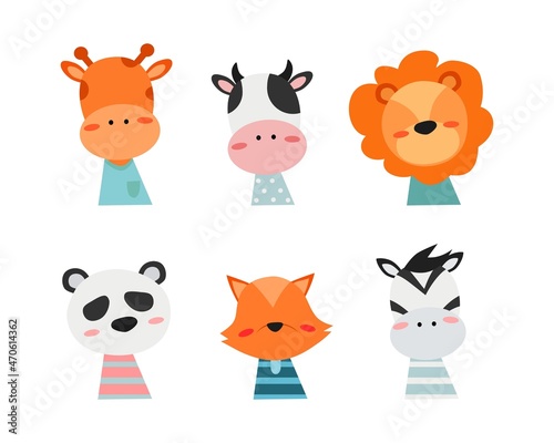 Fototapeta Naklejka Na Ścianę i Meble -  set of funny cartoon animals vector illustration