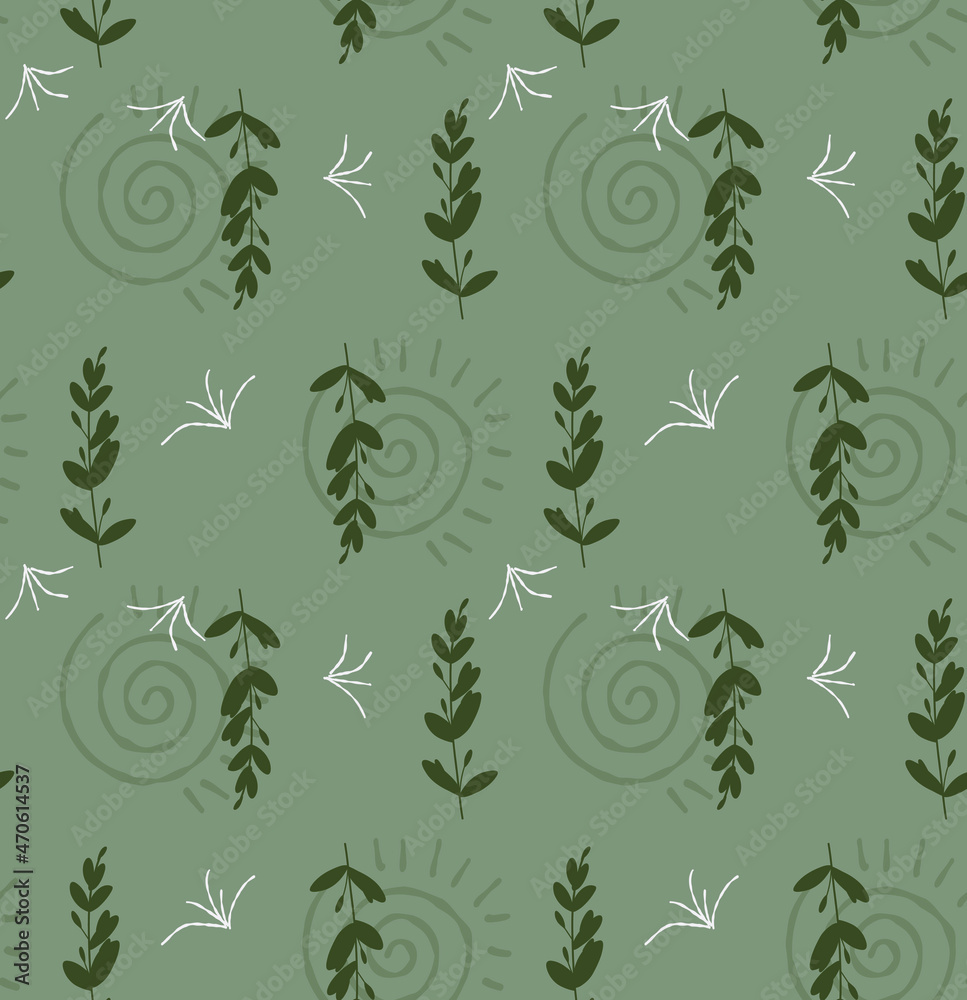 Fototapeta premium Natural Green Seamless Pattern