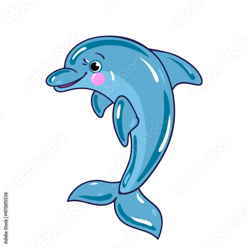 Vector illustration of a funny cute dolphin isolated on a white background