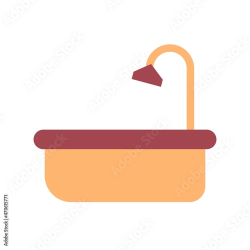 Bathtub Flat Vector Icon Design