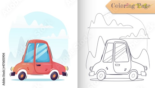car in the city coloring page vector illustration © Rian