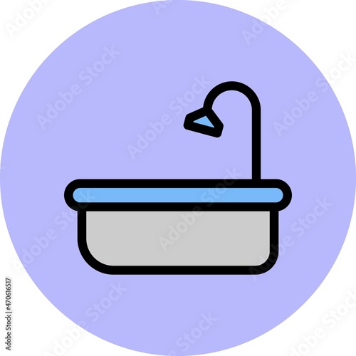 Bathtub Line Filled Circle Vector Icon Design