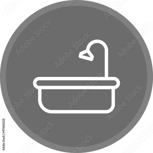 Bathtub Line Circle Grey Vector Icon Design