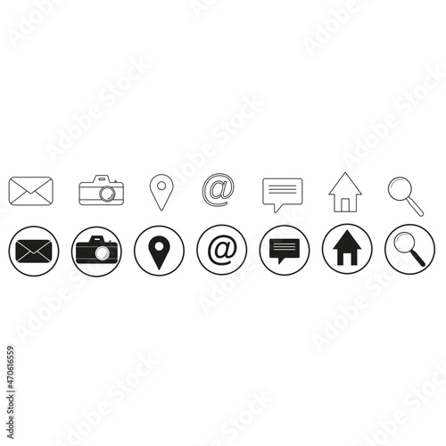 Contact icons set. Business card icons - phone, mail, address vector