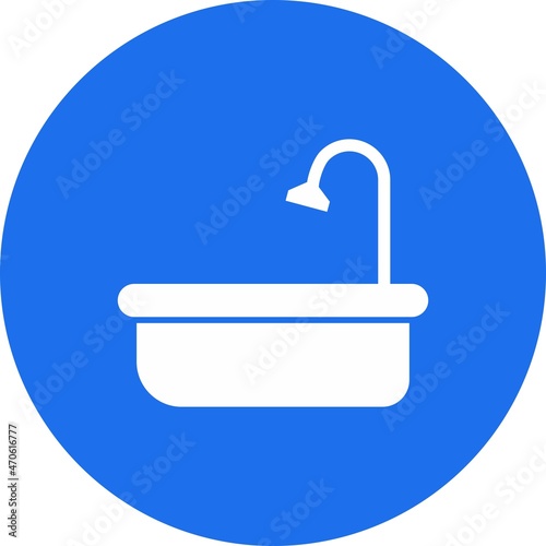 Bathtub Glyph Circle Vector Icon Design