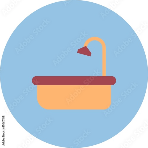  Bathtub Flat Circle Vector Icon Design
