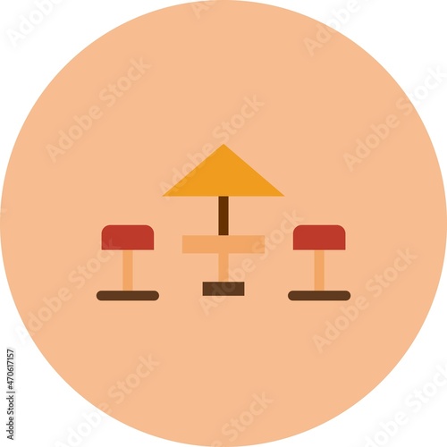 Terrace Flat Circle Vector Icon Design