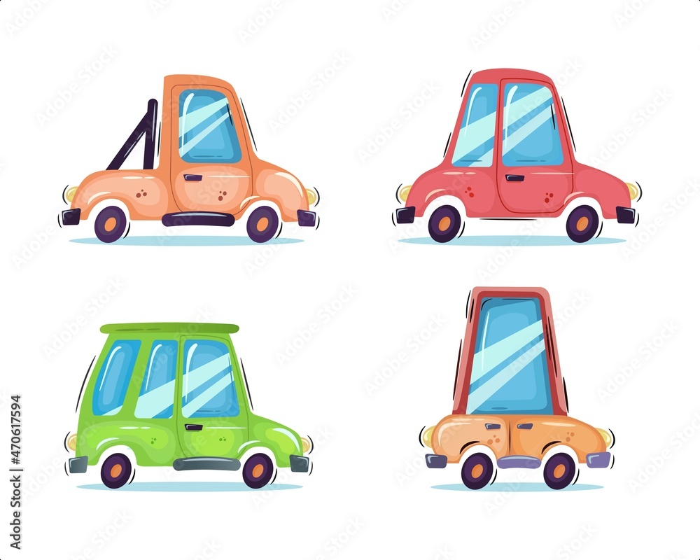 Naklejka premium set of colorful silly cars