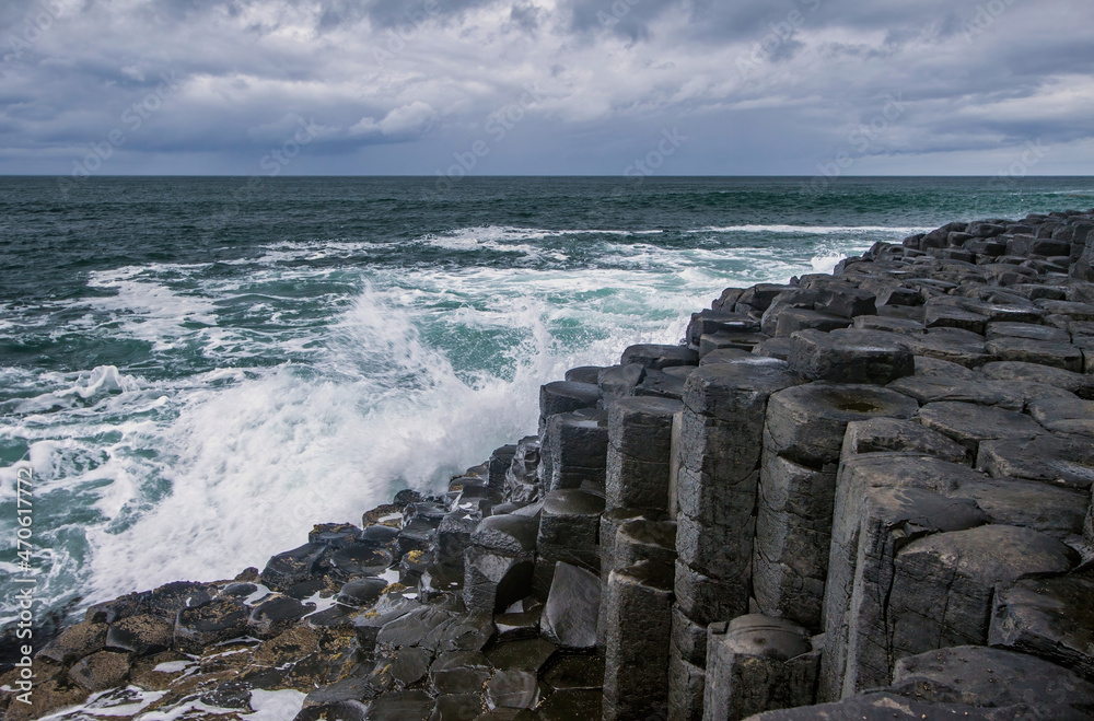 Giants of Causeway , Ireland Sea Coast Sunset, Atrim landscapes, North Ireland, Land of Myths and Legends Ireland, Stone pillars, Cliffs and Rocks Giants of Causeway , Ireland Sea Coast Sunset, Atrim landscapes, North Ireland, Land of Myths and Legends Ireland, Stone pillars, Cliffs and Rocks